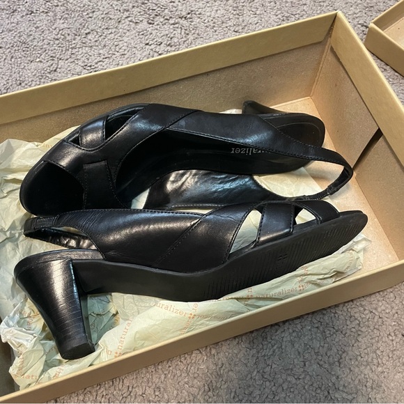 Naturalizer Leather Upper Black Slingback Peep Toe Pumps Women’s 5.5M Low-Heel - Picture 7 of 7